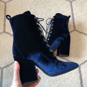 Kendall + Kylie Blue Velvet Boots